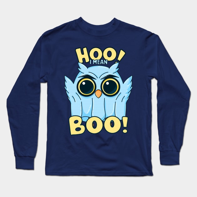 Hootin' Halloween Owl Ghost Long Sleeve T-Shirt by GiveMeThatPencil